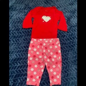 Carters NB Infant Girls Red Mommy Forever Onesie With Cute NB Pants